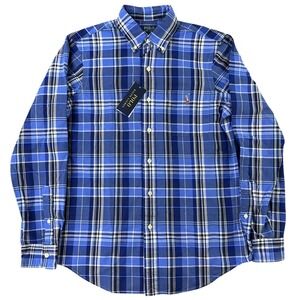 Polo Ralph Lauren Oxford Button Down Shirt Mens Small Blue Plaid Classic Fit NEW
